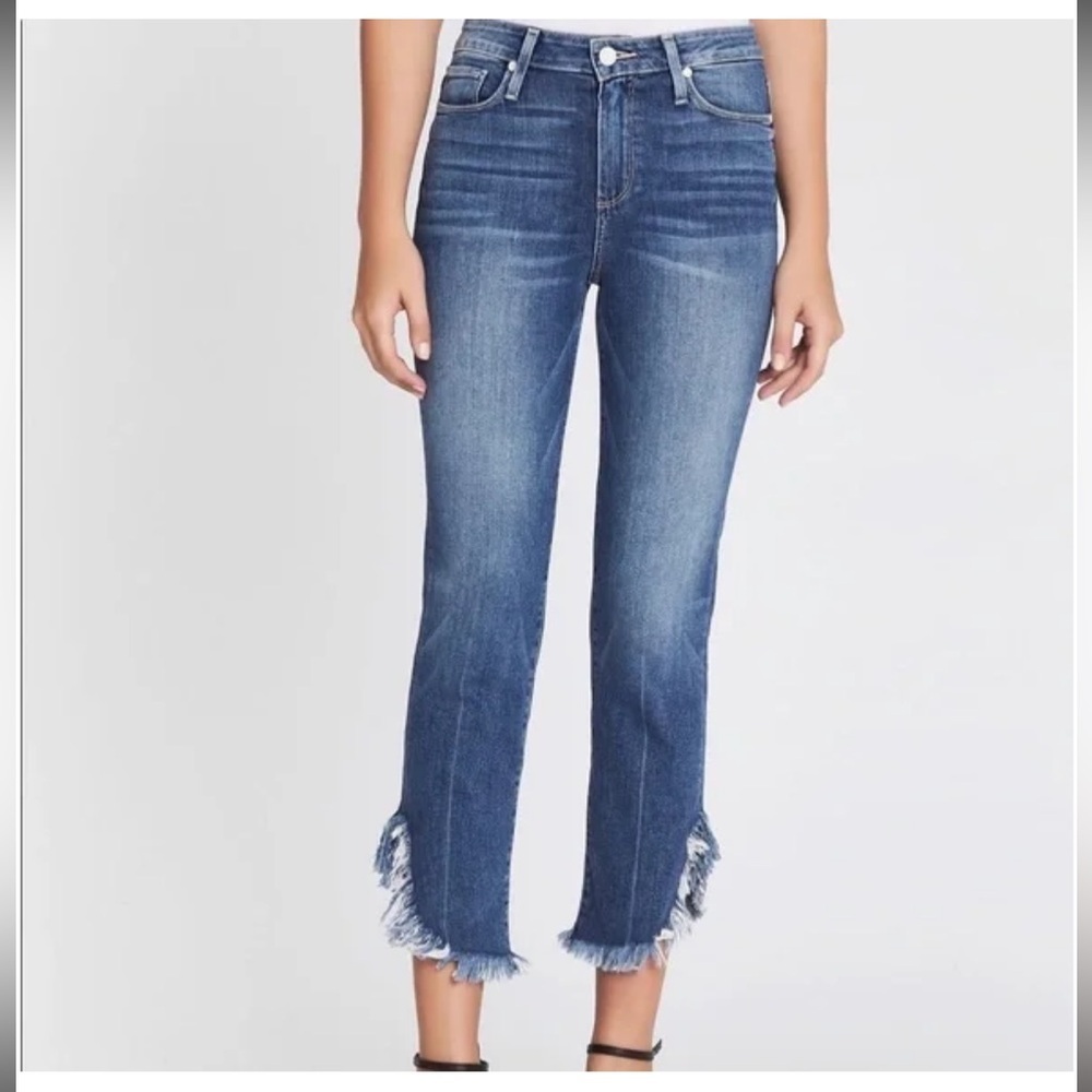 PAIGE Hoxton Straight Ankle Norfolk Jeans Frayed Hem Cropped Denim Size 30 - Picture 6 of 12